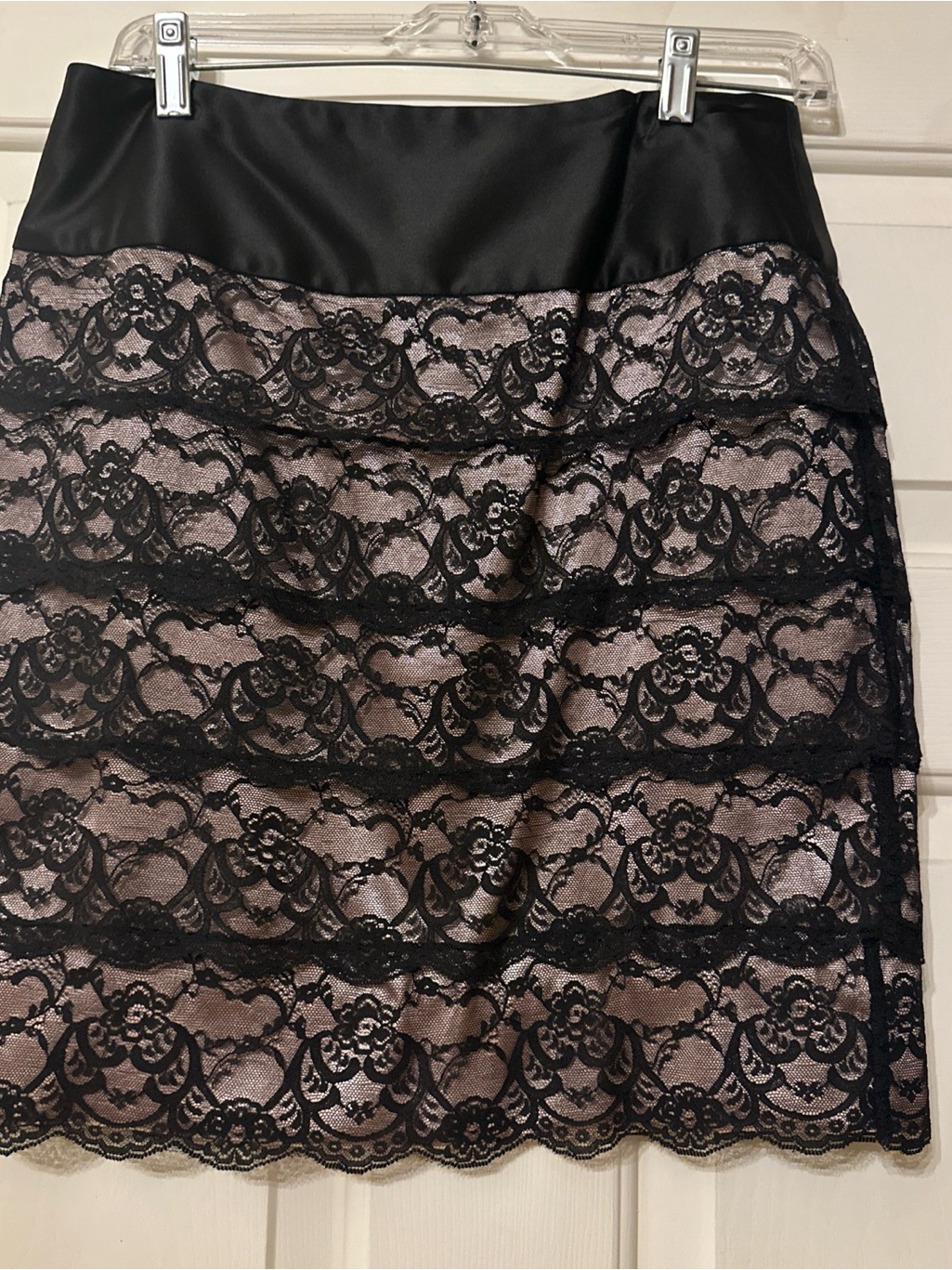 Dalia Black Lace Overlay A-Line Skirt